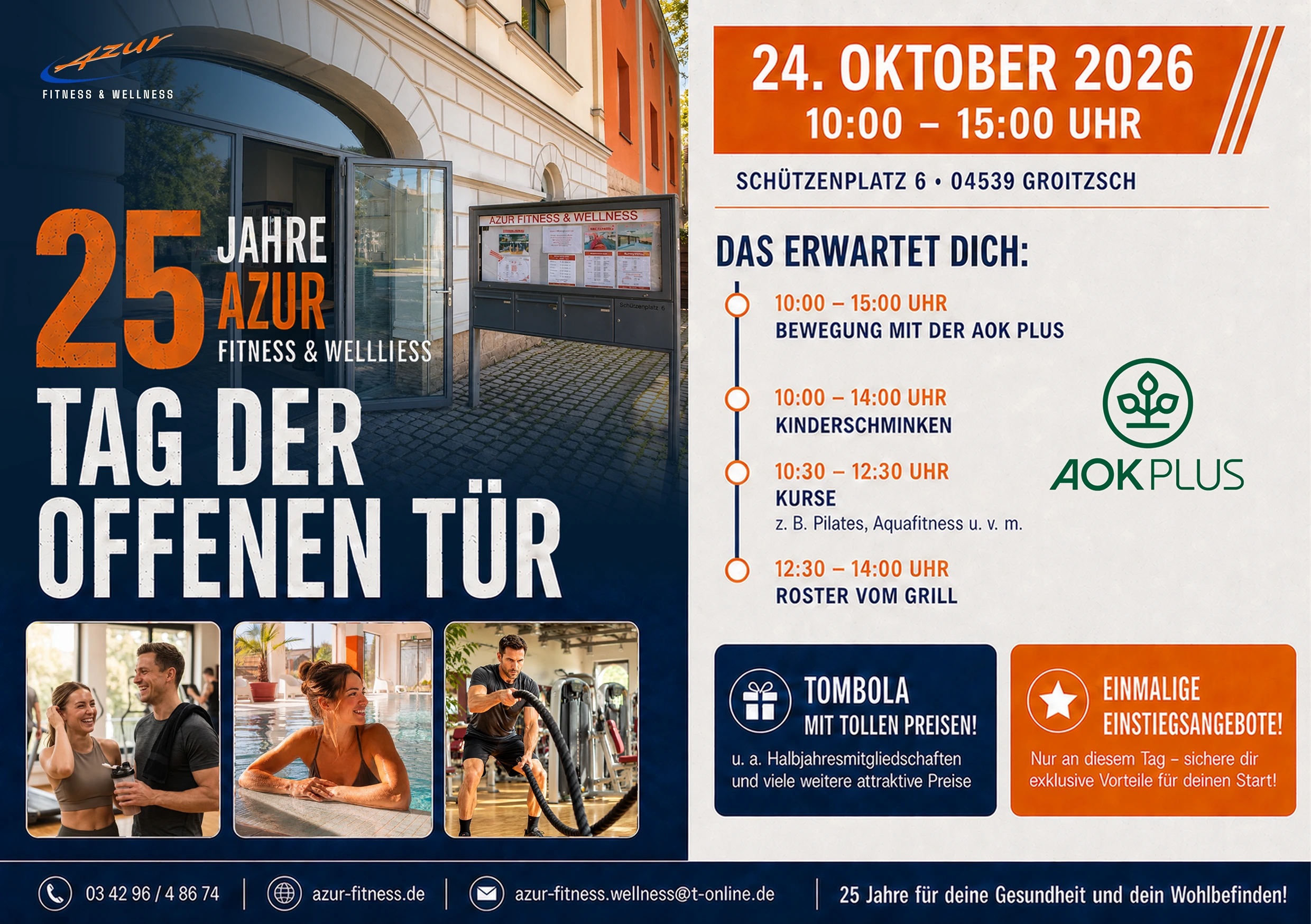 25 Jahre Azur Fitness & Wellness - Jubiläumsprogramm & Übersicht Flyer